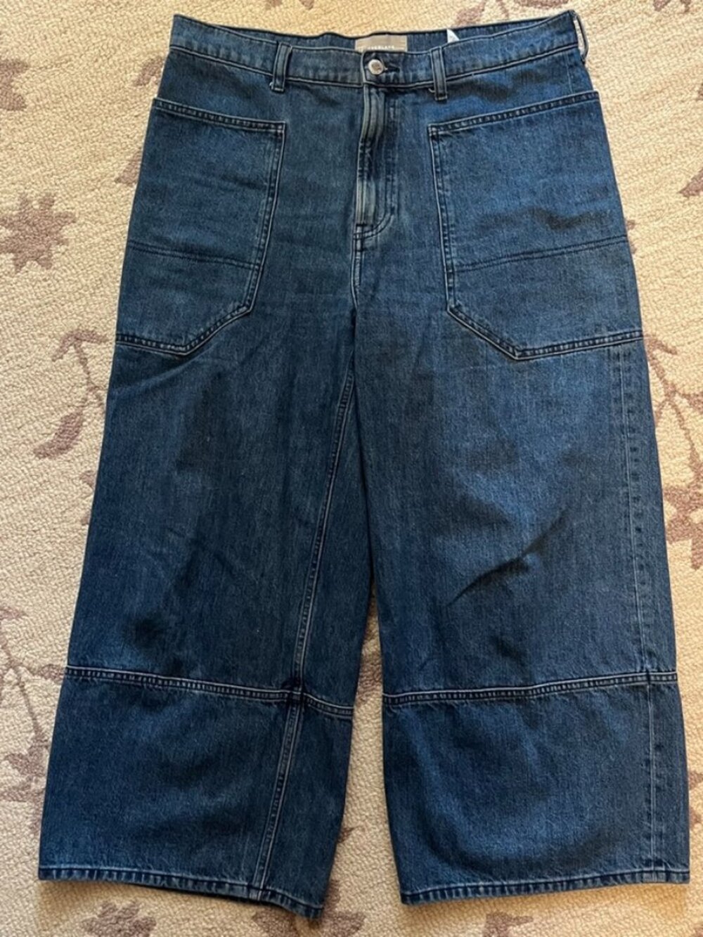 Everlane Gardener Cropped Blue Jeans 32 No Stretch 100% Cotton GUC tiny Flaw
